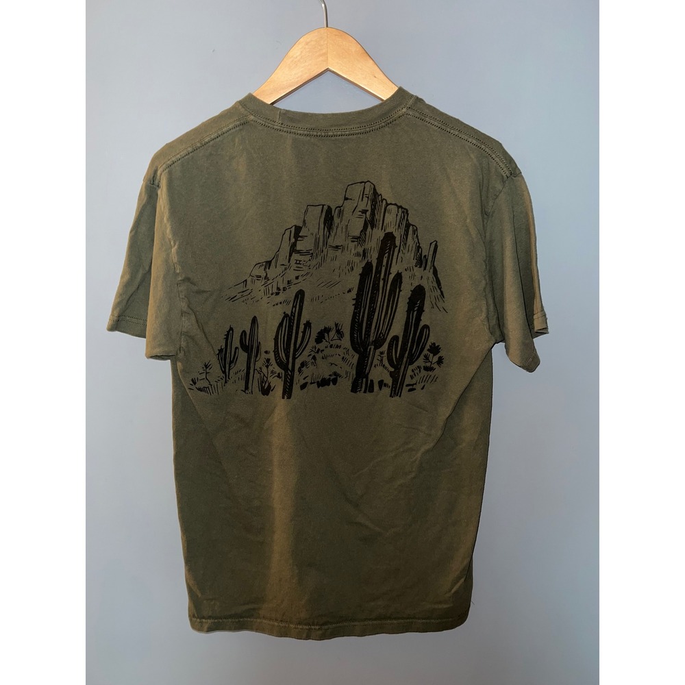 Call Your Mother Mens Olive Green Desert Cactus Graphic T-Shirt Size M